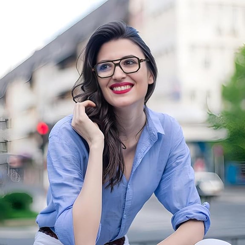 Feisedy Womens Black Vintage Square Blue Light Blocking +2.5 Reading Glasses