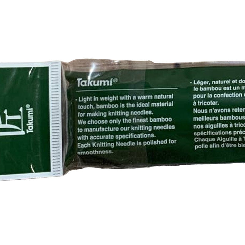 New Clover Takumi Bamboo Single Point Knitting Needles 9" Size 13 (9.0 mm)