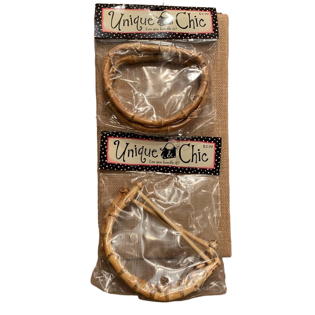 New Unique &amp; Chic Semi-Circle Curved Bamboo Purse Handles Craft Supply
