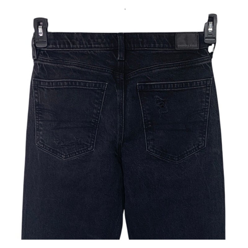 New American Eagle Womens Size 4 Black Cotton Blend Distressed Denim Jeans