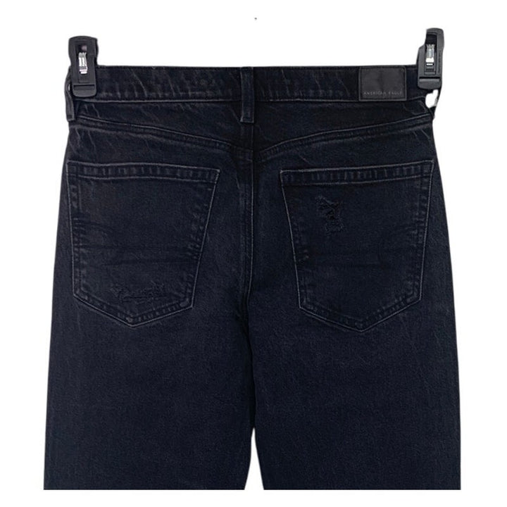 New American Eagle Womens Size 4 Black Cotton Blend Distressed Denim Jeans