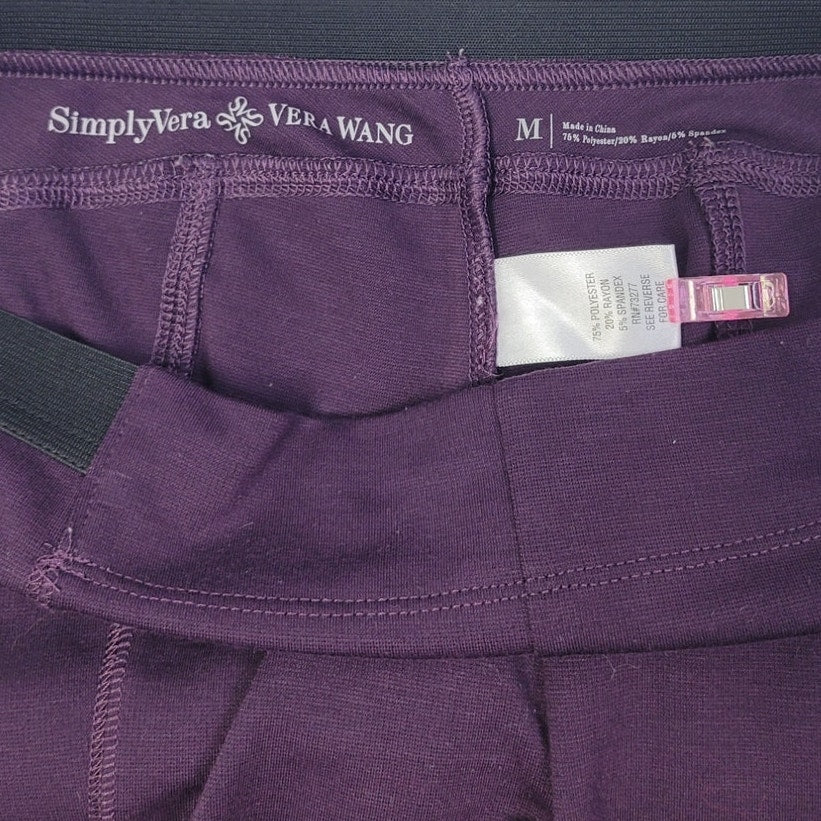 Simply Vera Vera Wang Womens Medium Plum PolyRayon Spandex Leggings