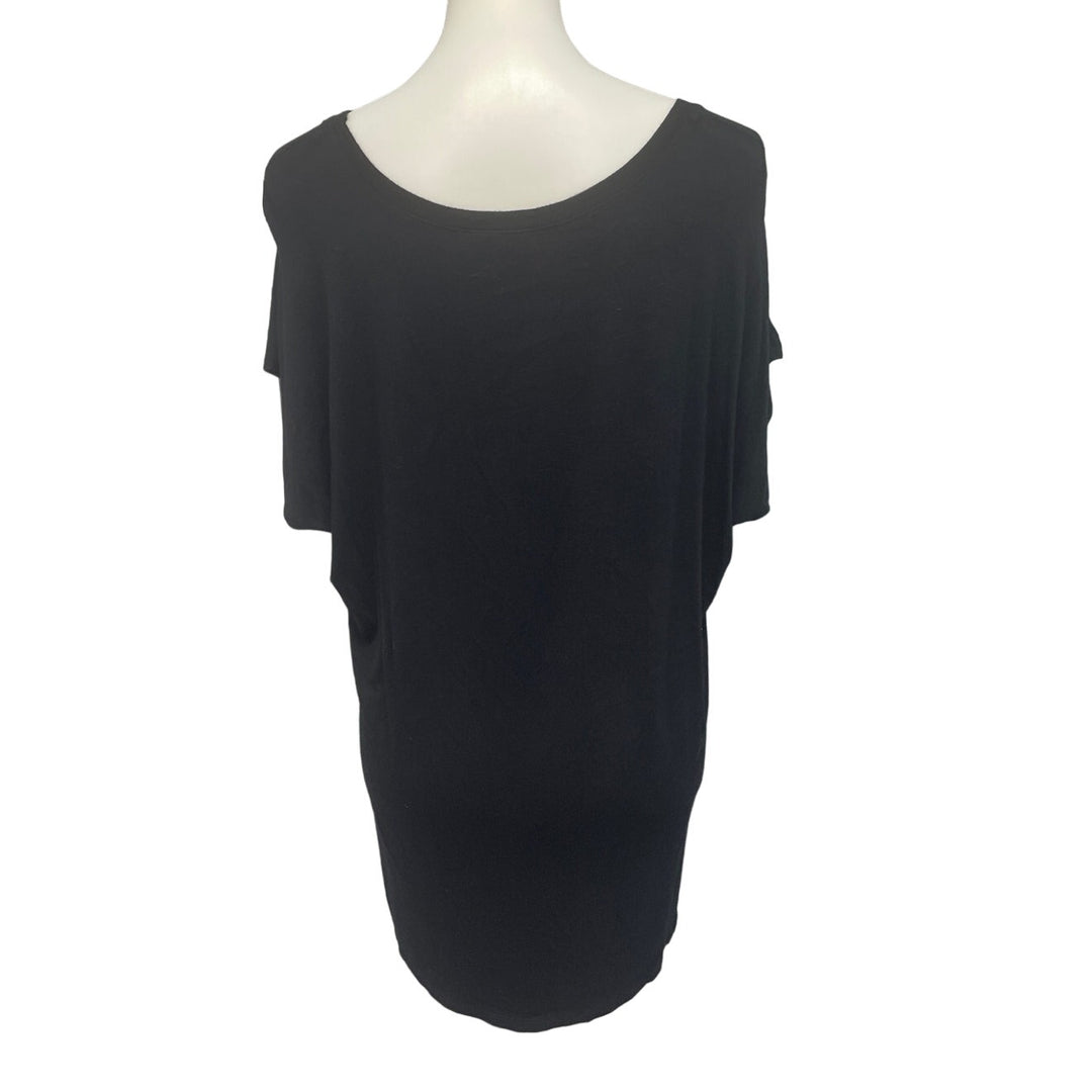 Free To Live Womens XL Black PolySpandex Short Sleeve Crew Neck Tee Shirt