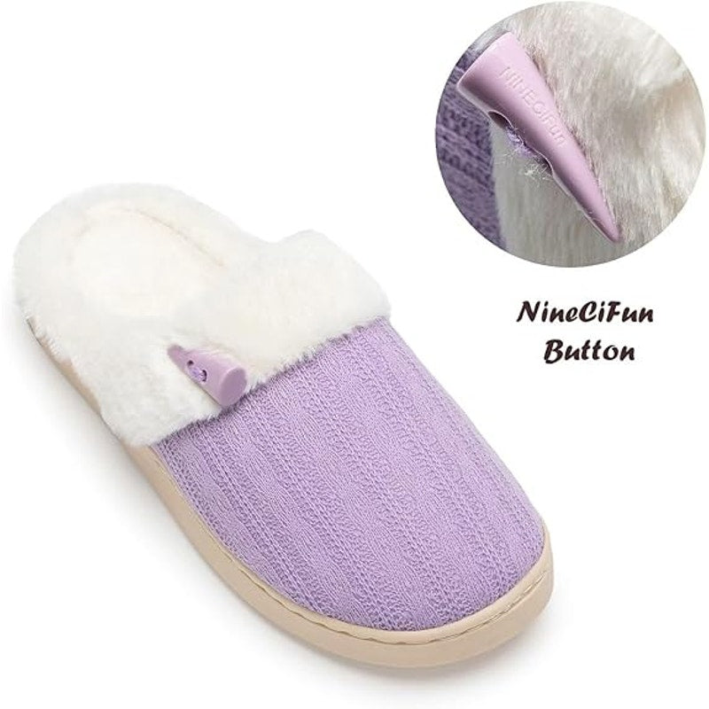 New NineCiFun Womens Size 10 Purple Slip On Fuzzy Memory Foam House Slippers