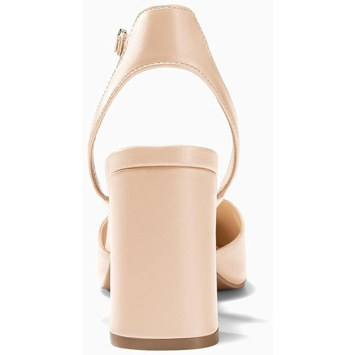 New Juliet Holy Womens 10 Tan Pointy Toe Ankle Strap 4" Block Heel Pump Shoes