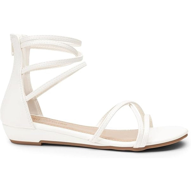 New Dream Pairs Womens Size 10 White Open Toe Ankle Strap Flat Sandal Shoes