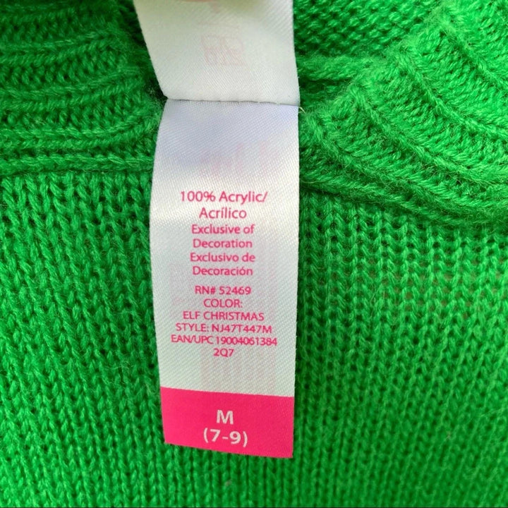NWT New No Boundaries Juniors Medium Green Christmas Elf Sweater Hooded Sweater