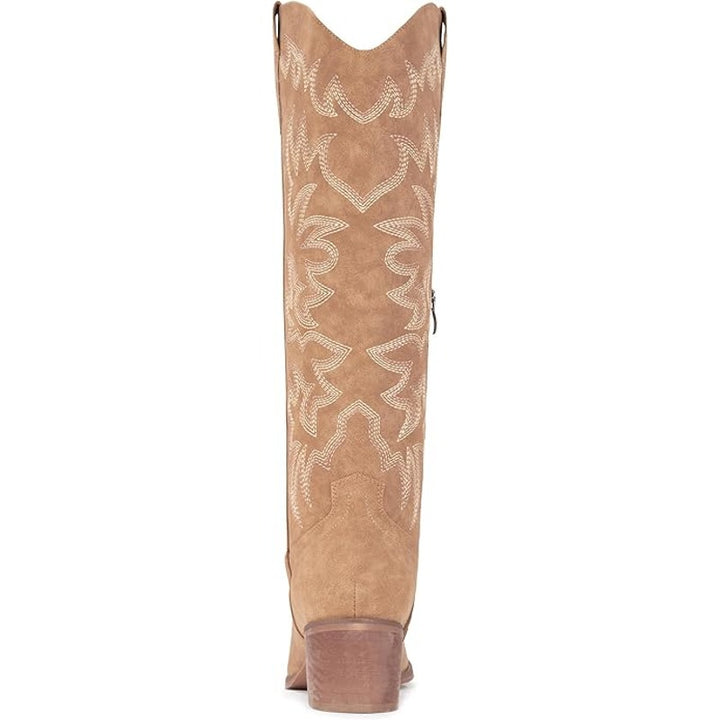 IUV Womens Size 9.5 Brown Faux Leather Knee Length 2" Heel Western Cowboy Boots