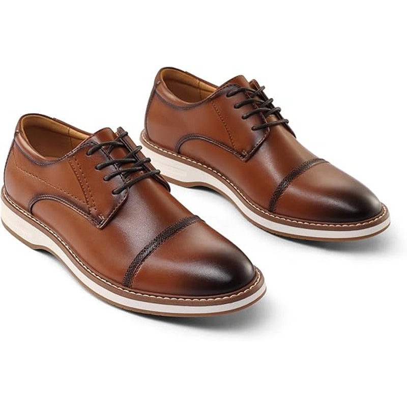 Meridos Mens Size 10 Chestnut Brown Faux Leather Lace Up Wingtip Oxford Shoes