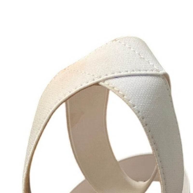 Dream Pairs Womens 9 White Elastic Ankle Strap 3.5" Block Heel Open Toe Shoes