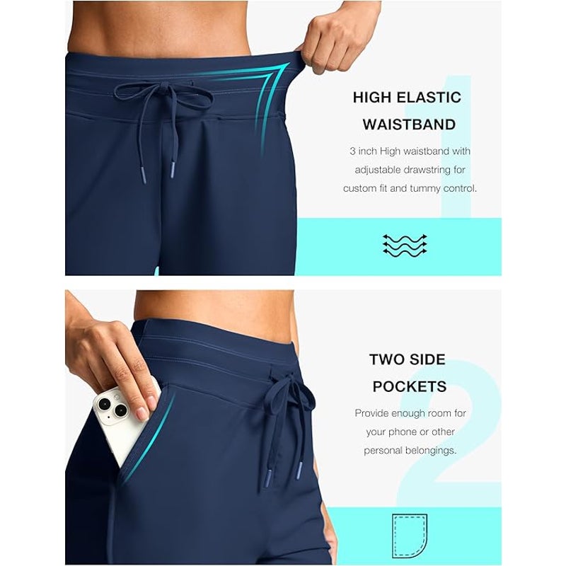 NWT New G Gradual Womens XL Navy High Waisted Drawstring Waist Lined Swim Shorts