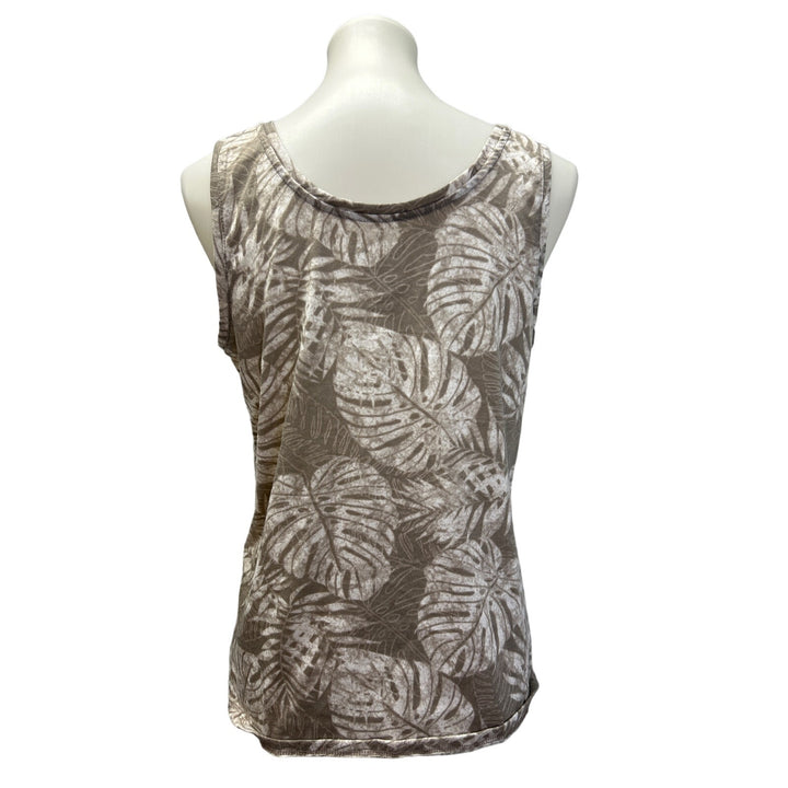 Attention Time &amp; Tru Womens Medium Large Sleeveless Brown Floral Tank Tops
