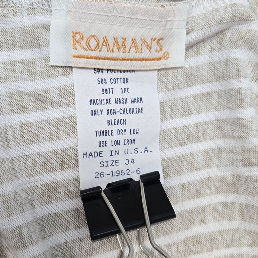 Roamans Womens J4 4X Pin Striped PolyCotton Pockets Pull on Casual Pants