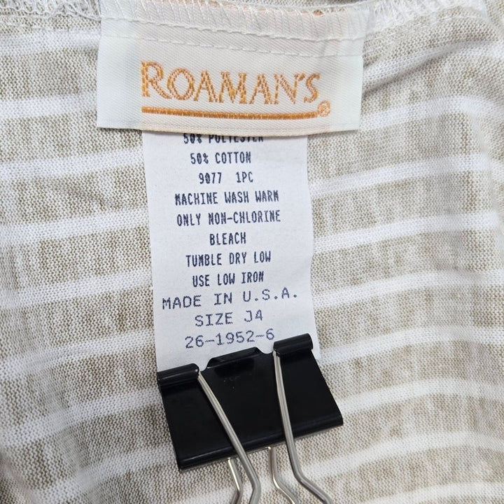 Roamans Womens J4 4X Pin Striped PolyCotton Pockets Pull on Casual Pants