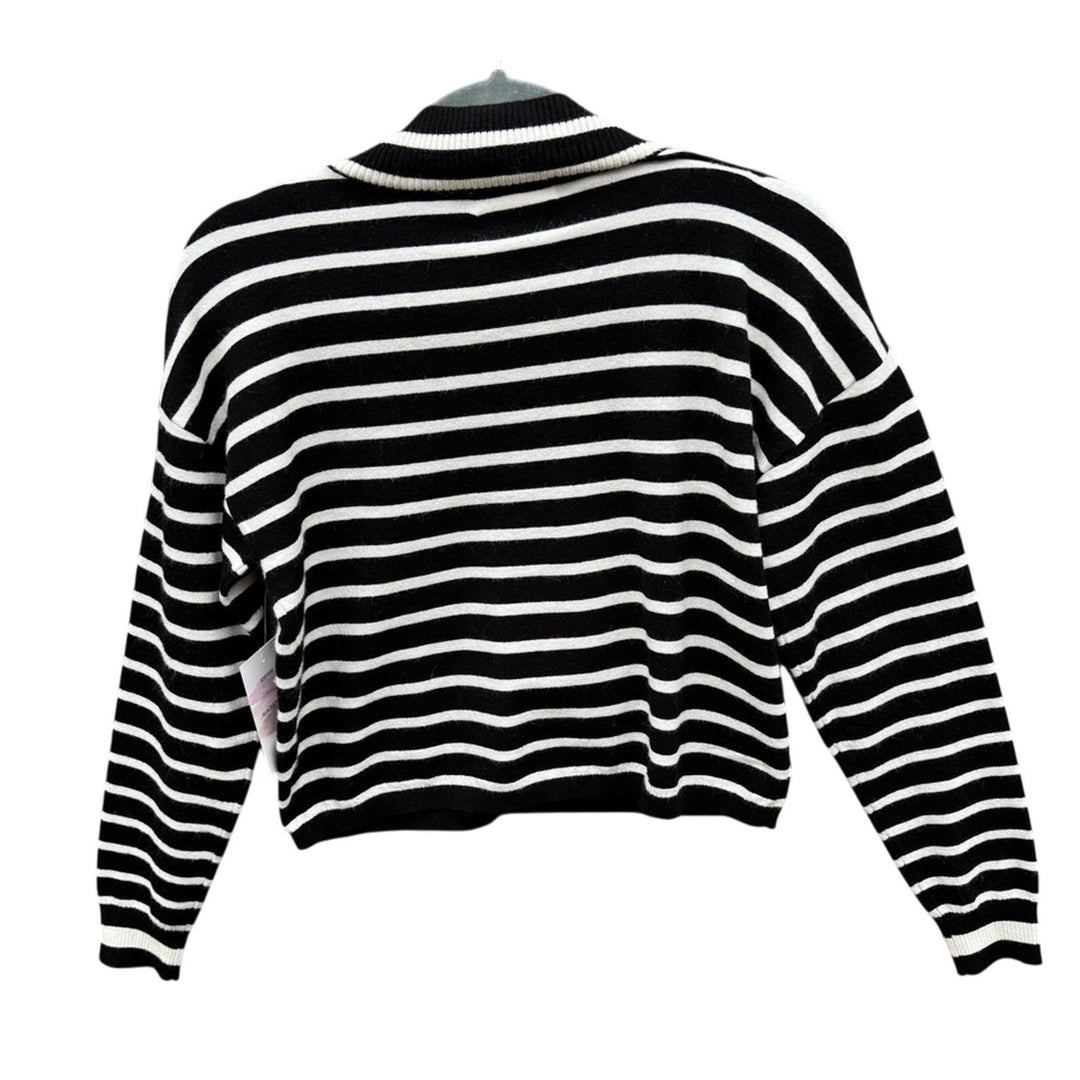 NWT New Hazel &amp; Moon Womens XS Oversized Cropped Striped Long Sleeve Sweater