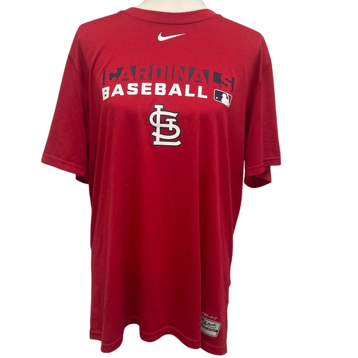 Nike Dri Fit Mens Large Red St Louis Cardinals Baseball Short Sleeve Tee Shirt