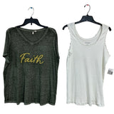 2 Cato Fashion Bug Womens 1X 18/20W Ribbed Tank Top Faith Short Sleeve Tee Shirt
