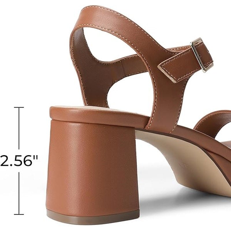Dream Pairs Womens 8 Chestnut Brown Faux Leather 3" Block Heel Platform Sandals