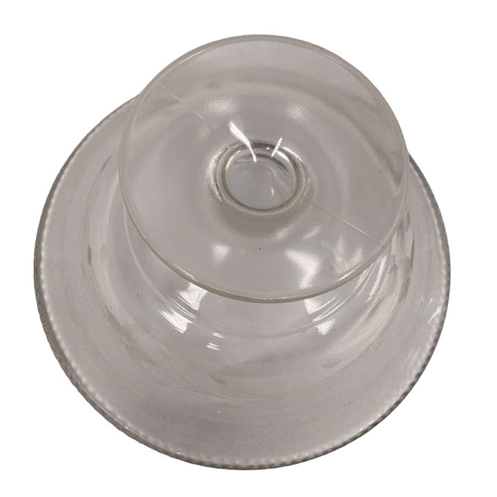 Vintage Etched Floral Footed Heavy Glass Table Centerpiece Serving Bowl w Chip