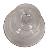 Vintage Etched Floral Footed Heavy Glass Table Centerpiece Serving Bowl w Chip