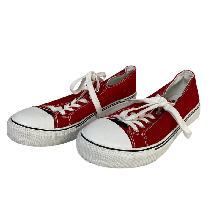 ZGR Mens Size 11 Red White Sneakers Lace Up Round Toe Low Top Canvas Shoes