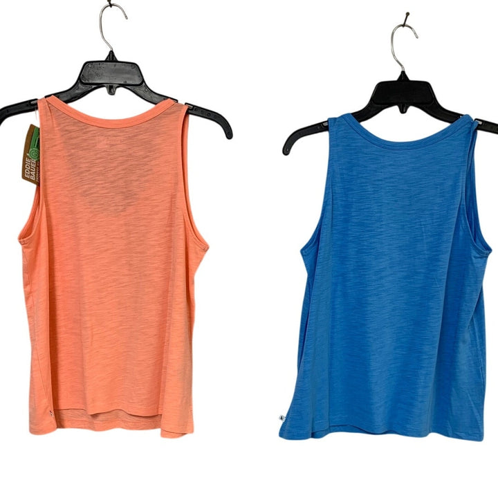 New Eddie Bauer Womens Small Blue Grapefruit Gatecheck Pocket Tencel Tank Tops
