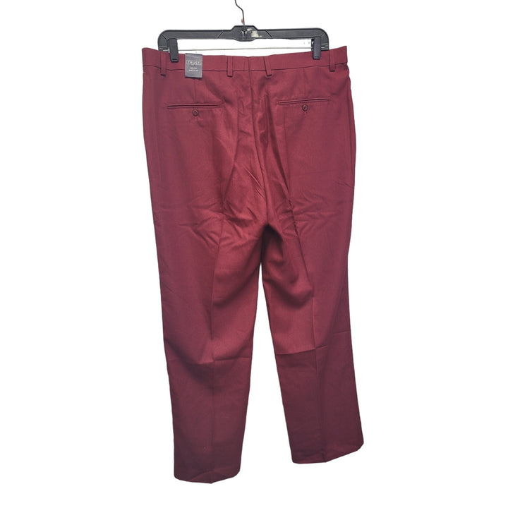 New Trust Mens 40X32 Burgundy 100% Polyester Flat Front Pants w Pockets