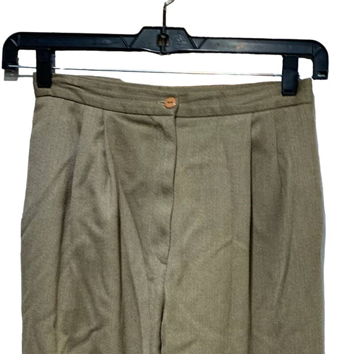 Vintage Size 8 Fully Lined Pleated Front Straight Leg Wool Blend Career Pants