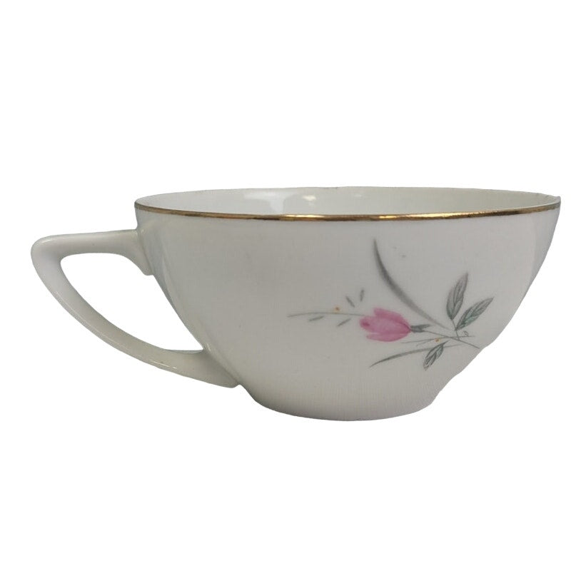 Vintage Golden Rose Flower Gold Rim Fine China Japan Teacup Saucer Set