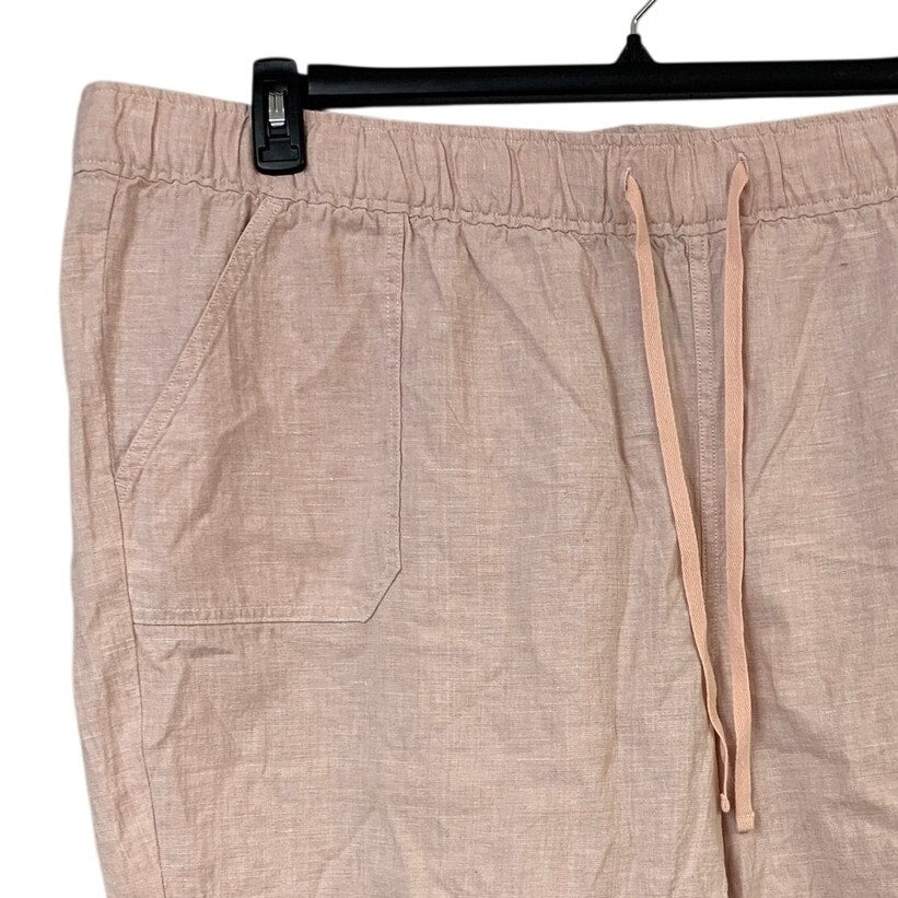 New Eddie Bauer Womens 3X Pale Pink Hemp Cotton Hemplify Beach Pull Shorts