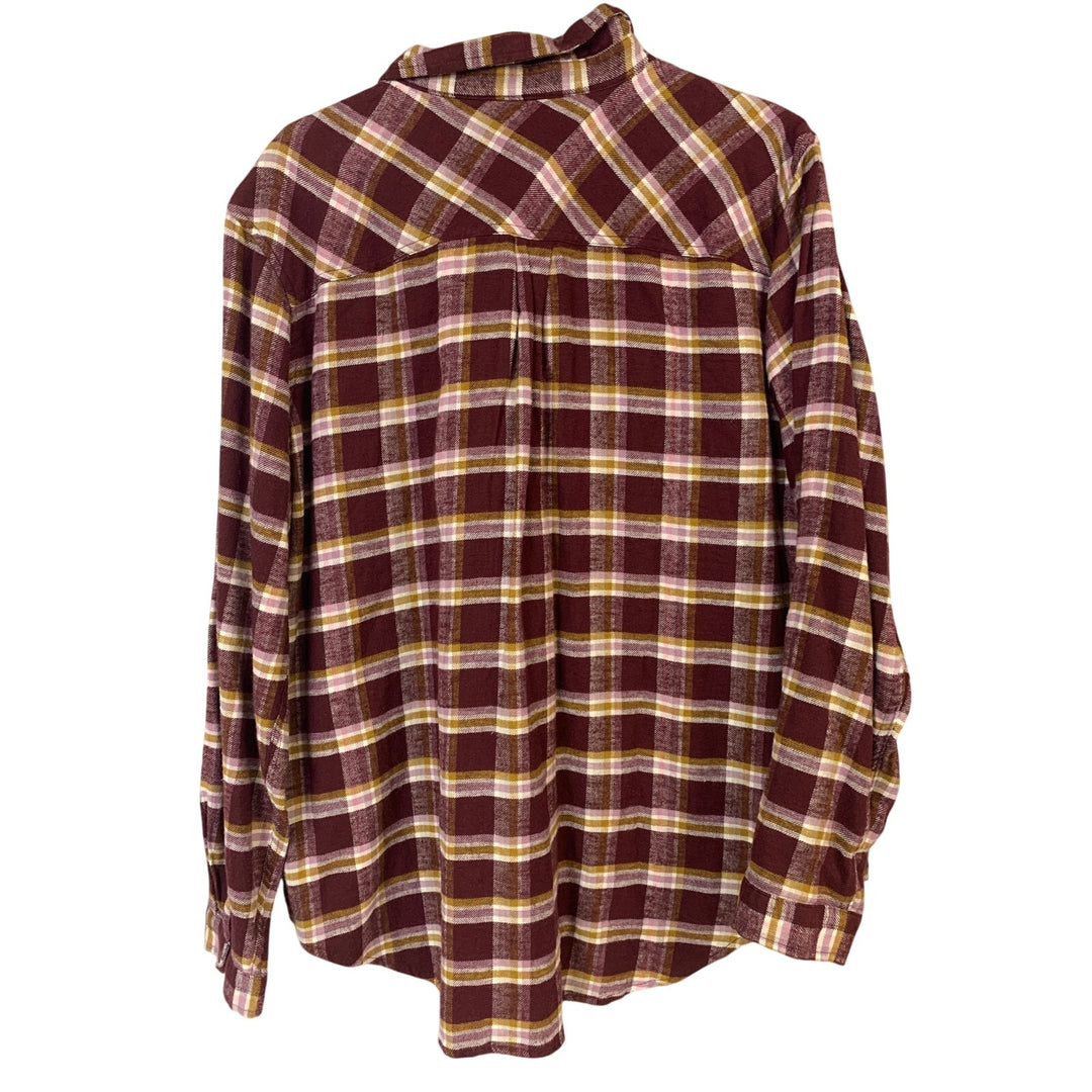 New Eddie Bauer Womens XL Merlot Hemplify Classic Long Sleeve Button Up Shirt
