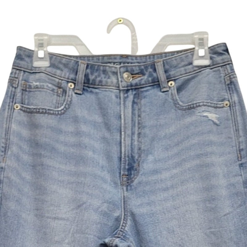 New American Eagle Size 00 Regular Factory Distressed Mom Jean Denim Blue Jeans