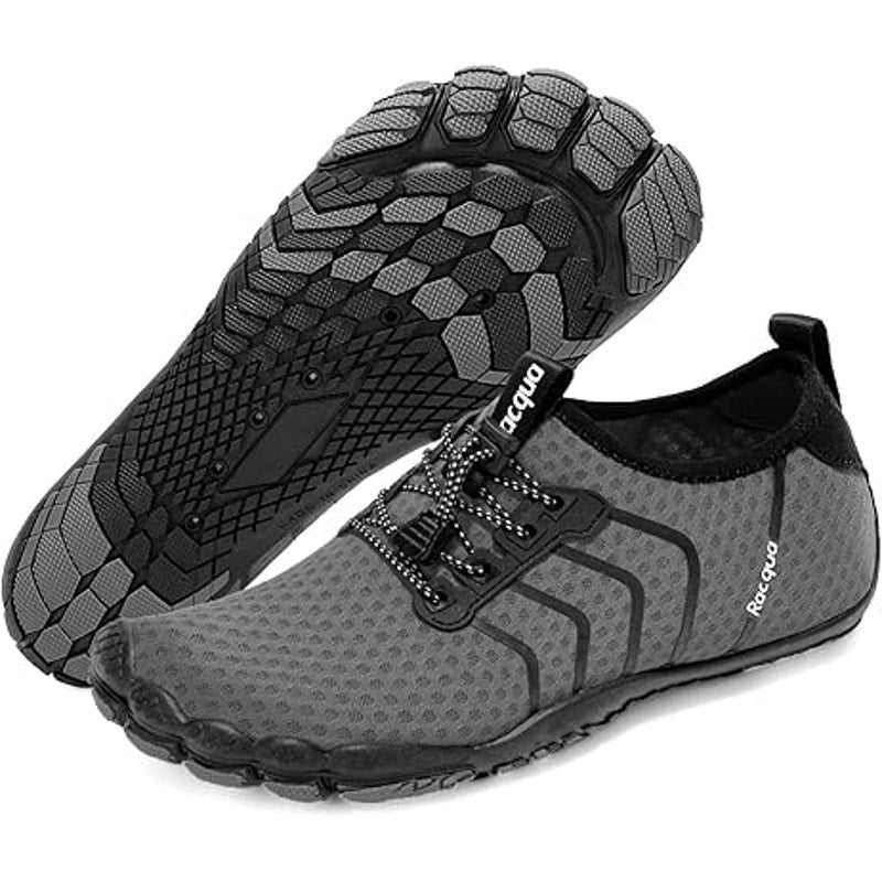 Racqua Mens Size 12 Gray Elastic Lace Cord Non Slip Reinforced Heel Water Shoes