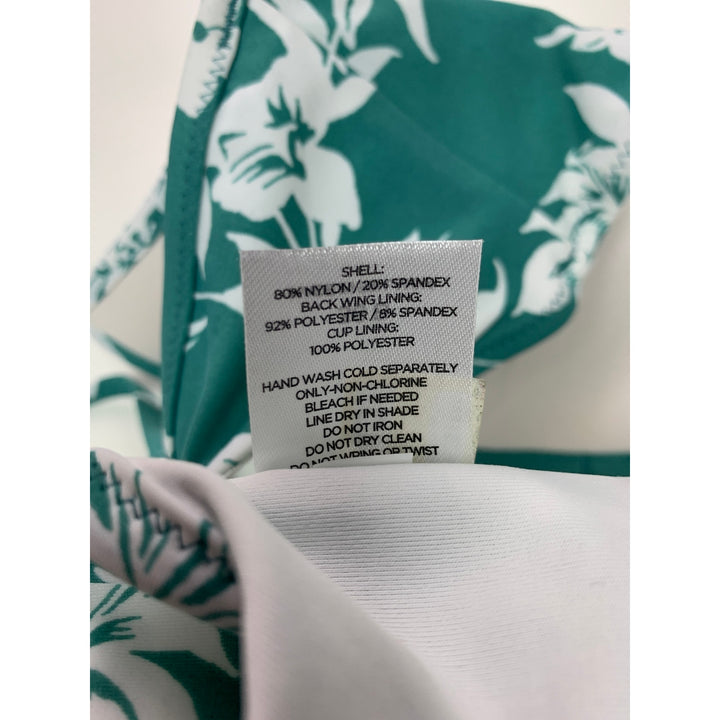 NWT New Shade &amp; Shore Womens 36B Green Floral Strappy Bikini Top ONLY