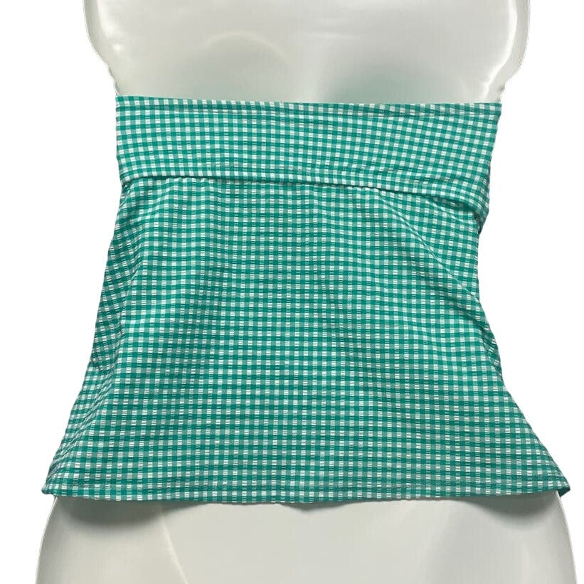 New Draper James Womens Small Detachable Straps Green Gingham Swim Top ONLY