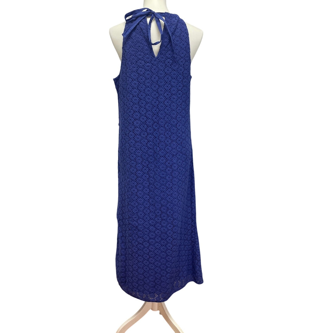 A New Day Womens Large Crochet Overlay Sleeveless Maxi Neck Tie Sheath Dress
