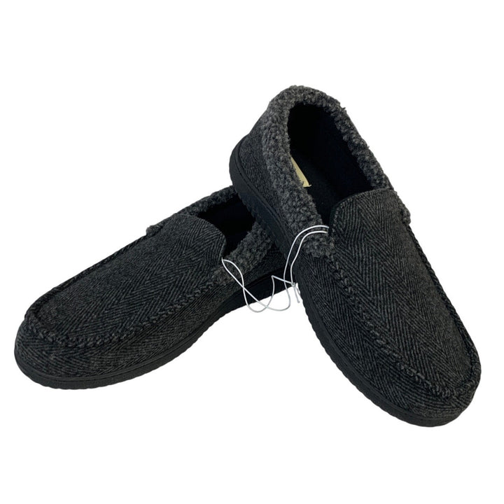 Dearfoams Mens Large 11-12 Gray Tweed Memory Foam Washable House Slippers