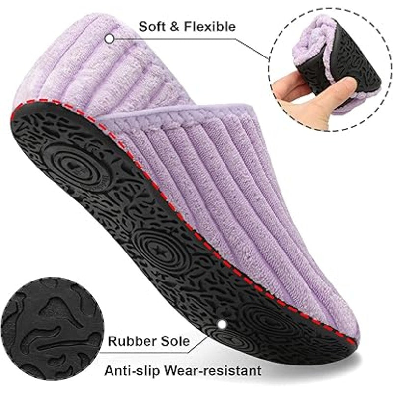 Womens Size 5 Purple Textured Fabric Lightweight Anti Skid House Slipper Shoes