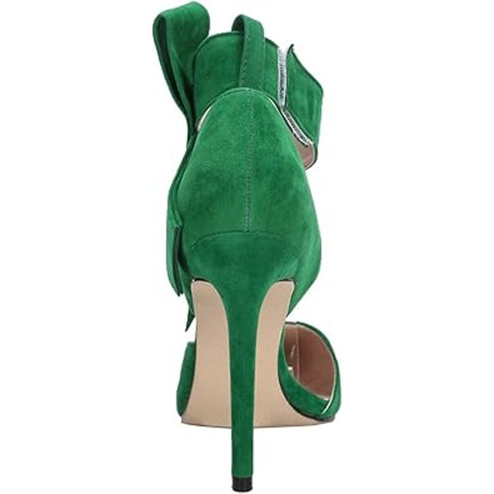 Maiernisi Jessi Womens 9.5 Kelly Green Faux Suede 4.5" Closed Toe Bow Pump Shoes