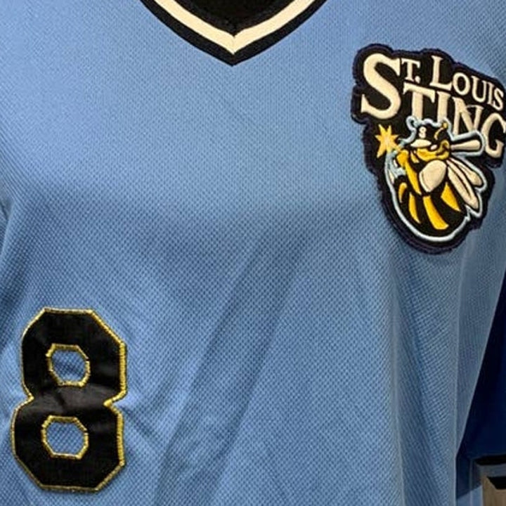 New St Louis Sting Large Number 8 Short Sleeve VNeck Baseball Jersey Shirt