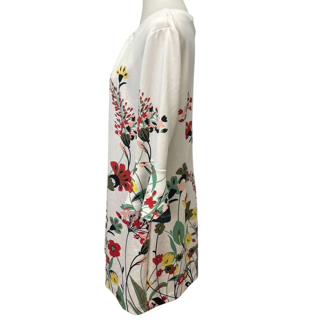 New York &amp; Company XL Long Ruffled Sleeve Floral Vine Knee Length Sheath Dress