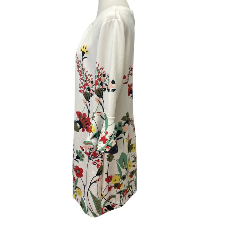 New York &amp; Company XL Long Ruffled Sleeve Floral Vine Knee Length Sheath Dress