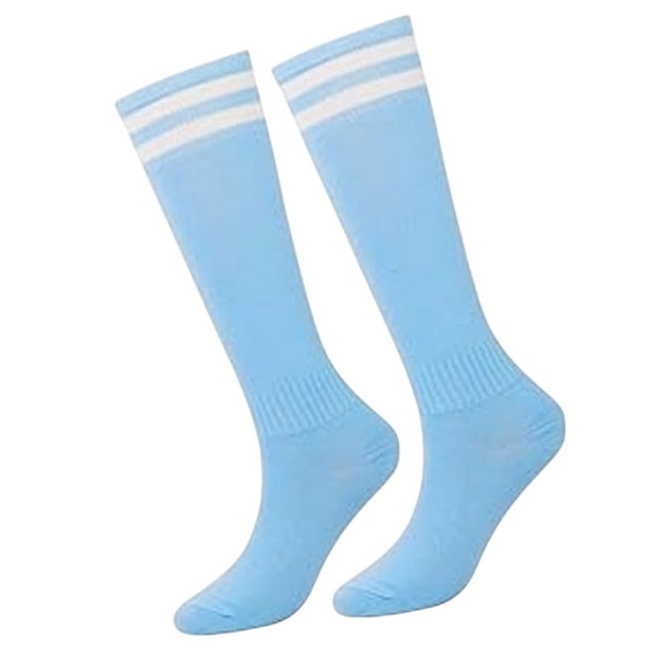 Brooma Little Kids Size 2 Blue Compression Stripes Firm Ground Soccer Socks