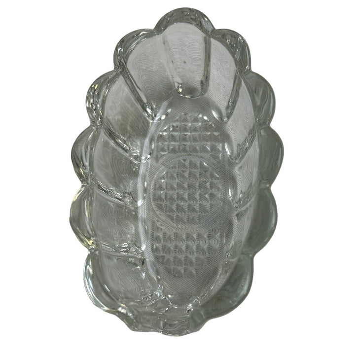 Pair of Vintage Thick Bubble Column Clear Glass Spoon Rest Trays Dishes Bowls