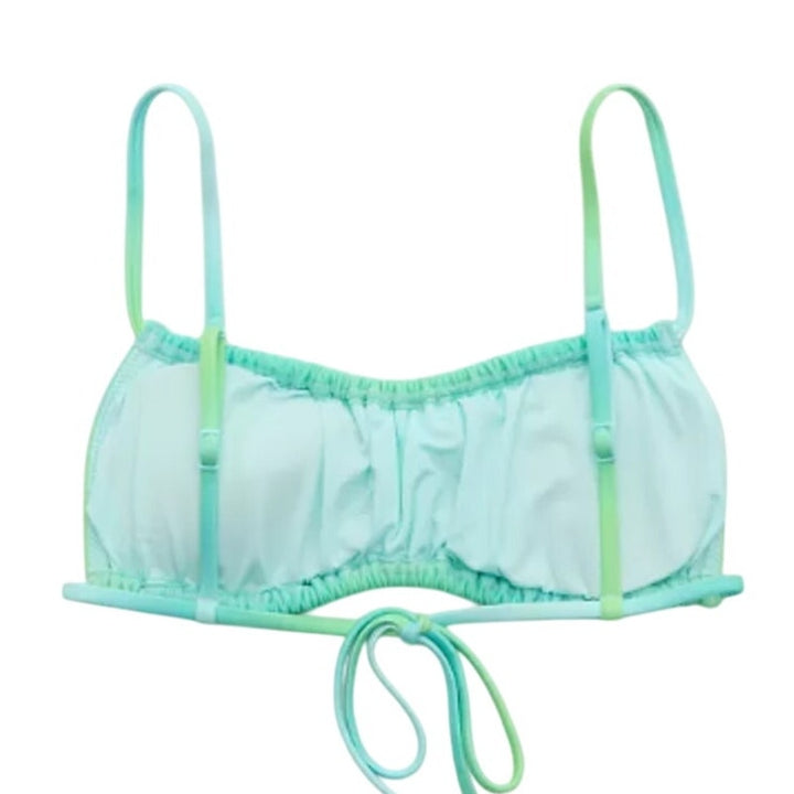New Aerie Womens Small Blue Ombre Ruched Padded Bikini Swim Top ONLY