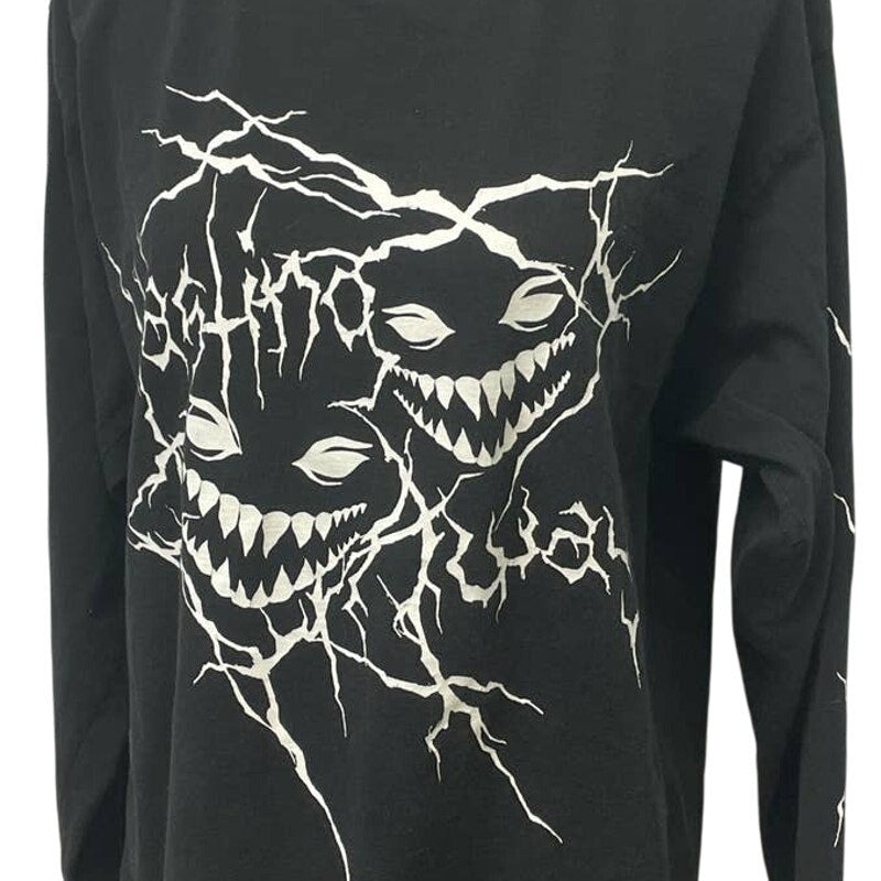 Bokeh Mens Large Wasting Away Cheshire Goblin Face Long Sleeve PolyCotton Tee