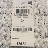 New Style & Co 2X White Popcorn Boucle Long Sleeve Fuzzy Crew Neck Sweater