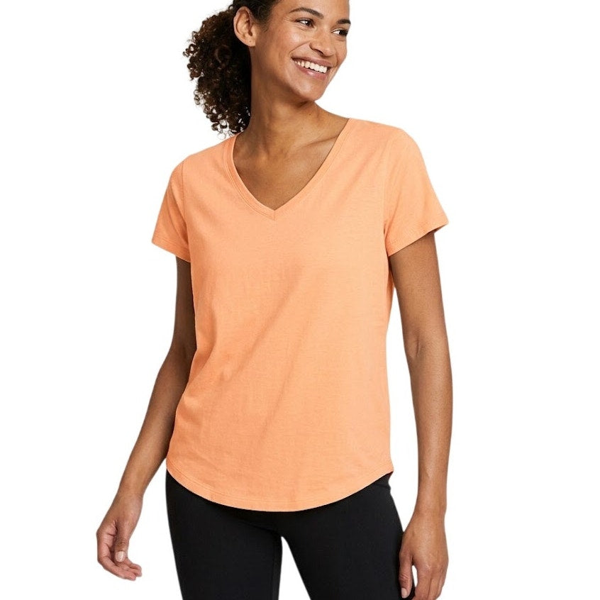 New Eddie Bauer Womens Small Peach Short Sleeve Tempo Lightweight Athletic Tee