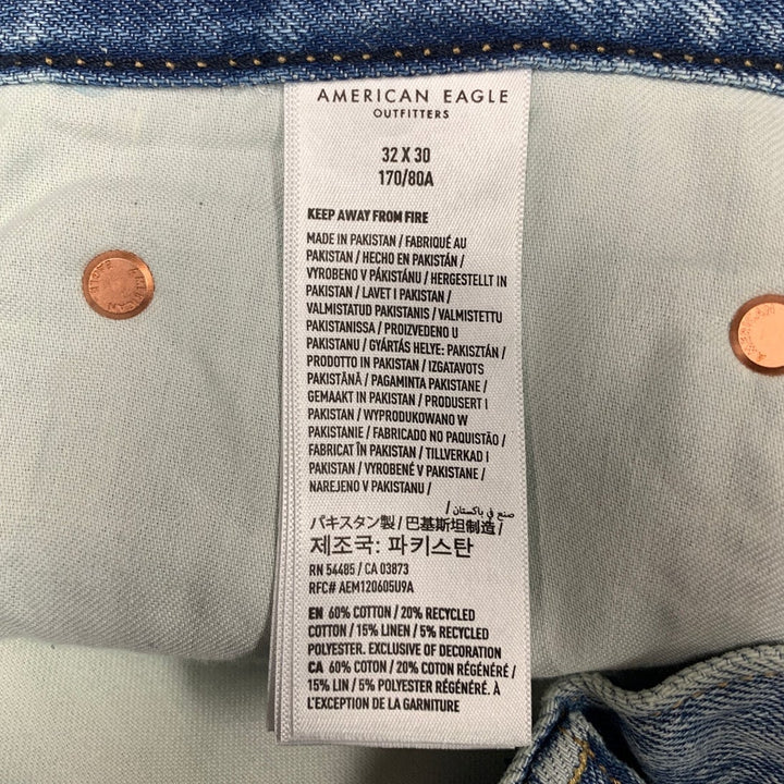 New American Eagle Mens 32 X 30 Cotton Blend Athletic Fit Denim Blue Jeans