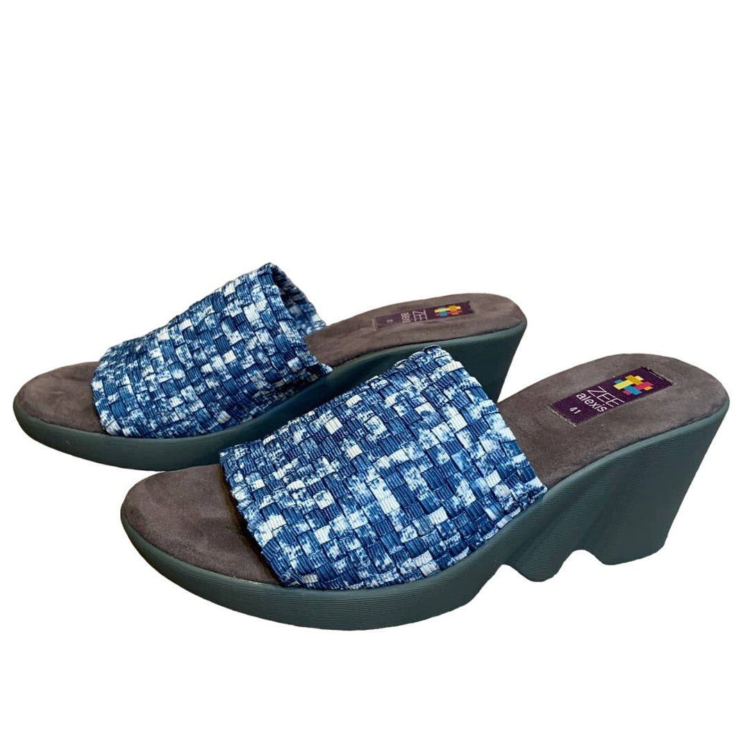 Zee Alexis Womens Woven Elastic Wedge Heel Slip On Sandals - Size 10 (41)